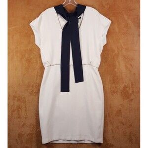 RACHEL ROY Dress Womens Size 12 Cream Tie Neck Blouson Shift Button Back